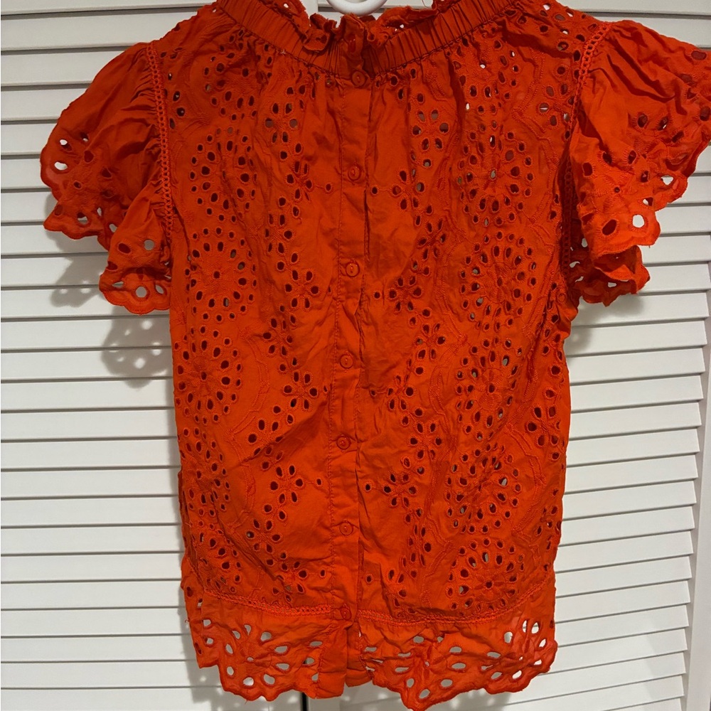 Orange Eyelet Women's Top